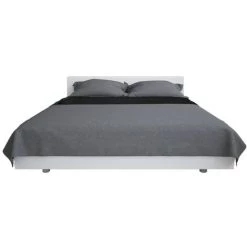 INLIFE Couvre-lit à Double Face Matelassé 220 X 240 Cm Gris Et Noir - Noir 8 INLIFE Couvre-lit à Double Face Matelassé 220 X 240 Cm Gris Et Noir - Noir -Plaid et couverture Soldes 59172735 3