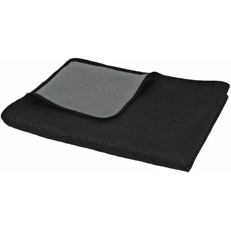 INLIFE Couvre-lit à Double Face Matelassé 220 X 240 Cm Gris Et Noir - Noir 6 INLIFE Couvre-lit à Double Face Matelassé 220 X 240 Cm Gris Et Noir - Noir – Image 4