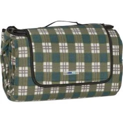 Relaxdays Couverture Pique-nique XXL, 200x300 Cm, Tapis De Plage Polaire, Isolation Thermique, Imperméable, Vert/gris