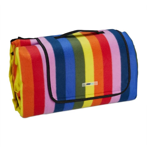 Relaxdays Couverture Pique-nique XXL, 200x300 Cm, Tapis De Plage Polaire, Isolation Thermique, Imperméable, Arc-en-ciel 3 Relaxdays Couverture Pique-nique XXL, 200x300 Cm, Tapis De Plage Polaire, Isolation Thermique, Imperméable, Arc-en-ciel