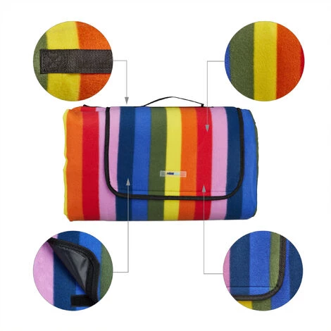 Relaxdays Couverture Pique-nique XXL, 200x300 Cm, Tapis De Plage Polaire, Isolation Thermique, Imperméable, Arc-en-ciel 7 Relaxdays Couverture Pique-nique XXL, 200x300 Cm, Tapis De Plage Polaire, Isolation Thermique, Imperméable, Arc-en-ciel – Image 5