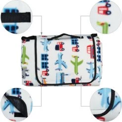 Relaxdays Couverture Pique-nique XXL, 200x300 Cm, Tapis De Plage, Isolation Thermique, Imperméable, Motif Véhicules -Plaid et couverture Soldes 59261336 5