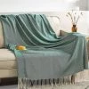 ROSIER Jeté De Lit Couverture Couvre-lit Décorative Canapé Jeter Canapé Couverture Gland Plaids Frange Tapis à La Mode Mignon Motif Du Losange (120 X 220 Cm, Vert Matcha)——VEBTles
