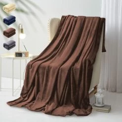 ROSIER Plaid Canape Couverture Polaire 130x150cm Couverture De Canapé Couverture En Flanelle Doux Et Chaude Jeté De Canapé Couverture Lit Pour Canapé, Lit Ou Salon (130x150cm, Brun)——VEBTles