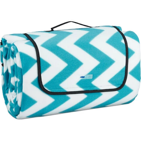 Relaxdays Couverture Pique-nique XXL, 200x300 Cm, Tapis De Plage Polaire, Isolation Thermique, Imperméable, Bleu/blanc 5 Relaxdays Couverture Pique-nique XXL, 200x300 Cm, Tapis De Plage Polaire, Isolation Thermique, Imperméable, Bleu/blanc – Image 3