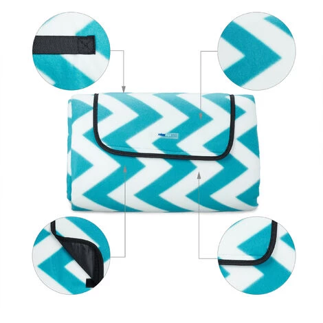 Relaxdays Couverture Pique-nique XXL, 200x300 Cm, Tapis De Plage Polaire, Isolation Thermique, Imperméable, Bleu/blanc 7 Relaxdays Couverture Pique-nique XXL, 200x300 Cm, Tapis De Plage Polaire, Isolation Thermique, Imperméable, Bleu/blanc – Image 5