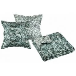 LOVELY CASA Boutis 240x220 Avec 2 Taies Et Sac Vibes Vert - Vert