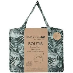 LOVELY CASA Boutis 240x220 Avec 2 Taies Et Sac Vibes Vert - Vert -Plaid et couverture Soldes 59402559 3