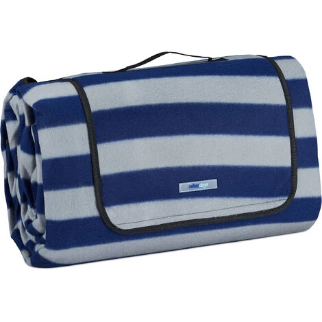 Relaxdays Couverture Pique-nique XXL, 200x300 Cm, Tapis De Plage Polaire, Isolation Thermique, Imperméable, Bleu/blanc 5 Relaxdays Couverture Pique-nique XXL, 200x300 Cm, Tapis De Plage Polaire, Isolation Thermique, Imperméable, Bleu/blanc – Image 3