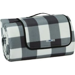 Relaxdays Couverture Pique-nique XXL, 200x300 Cm, Tapis De Plage, Isolation Thermique, Imperméable, Noir/gris/blanc