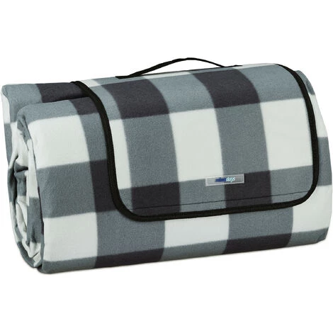 Relaxdays Couverture Pique-nique XXL, 200x300 Cm, Tapis De Plage, Isolation Thermique, Imperméable, Noir/gris/blanc 3 Relaxdays Couverture Pique-nique XXL, 200x300 Cm, Tapis De Plage, Isolation Thermique, Imperméable, Noir/gris/blanc