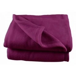 POYET MOTTE Couverture Polaire 240 X 260 Cm "Grande Largeur" Prune