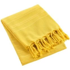 1001KDO POUR LA MAISON Plaid Ou Jete De Canape Coton 180 X 220 Cm Lilie Jaune -Plaid et couverture Soldes 59432582 3