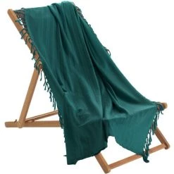 1001KDO POUR LA MAISON Plaid Ou Jete De Canape Coton 180 X 220 Cm Lilie Emeraude