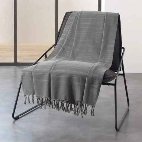 1001KDO POUR LA MAISON Plaid Ou Jete De Canape Coton 220 X 240 Cm Lilie Anthracite 3 1001KDO POUR LA MAISON Plaid Ou Jete De Canape Coton 220 X 240 Cm Lilie Anthracite