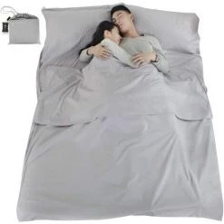 HEGUYEY Double Couche Sac De Couchage Doux Double Drap De Couchage Coton Sac De Couchage Feuille De Lumière De Voyage Thermique Pour Les Hôtels, Camping De Voyage Extérieur，120*210cm