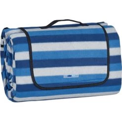 Relaxdays Couverture Pique-nique XXL, 200x300 Cm, Tapis De Plage, Isolation Thermique, Imperméable, Bleu/blanc -Plaid et couverture Soldes 59672747 3
