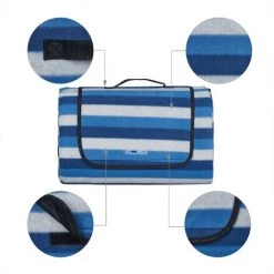 Relaxdays Couverture Pique-nique XXL, 200x300 Cm, Tapis De Plage, Isolation Thermique, Imperméable, Bleu/blanc -Plaid et couverture Soldes 59672747 5
