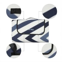 Relaxdays Couverture Pique-nique XXL, 200x300 Cm, Tapis De Plage Polaire, Isolation Thermique, Imperméable, Gris/blanc -Plaid et couverture Soldes 59672753 5