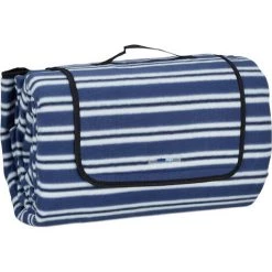 Relaxdays Couverture Pique-nique XXL, 200x300 Cm, Tapis De Plage Polaire, Isolation Thermique, Imperméable, Bleu/blanc