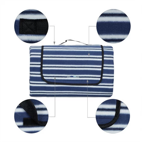 Relaxdays Couverture Pique-nique XXL, 200x300 Cm, Tapis De Plage Polaire, Isolation Thermique, Imperméable, Bleu/blanc 7 Relaxdays Couverture Pique-nique XXL, 200x300 Cm, Tapis De Plage Polaire, Isolation Thermique, Imperméable, Bleu/blanc – Image 5