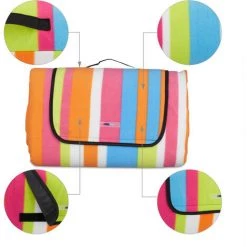 Relaxdays Couverture Pique-nique XXL, 200x300 Cm, Tapis De Plage Polaire, Isolation Thermique, Imperméable, Multicolore -Plaid et couverture Soldes 59672921 4