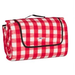 Relaxdays Couverture Pique-nique XXL, 200x300 Cm, Tapis De Plage, Isolation Thermique, Imperméable, Carreaux Rouge/blanc -Plaid et couverture Soldes 59740228 3