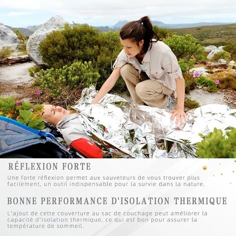 HEGUYEY Couverture De Survie 4 Pack Couverture D'urgence 210 X 160 Cm Réutilisable Couverture Thermique Contre Le Froid Et La Chaleur Pour Les Marathons De Survie En Plein Air Ou Les Premiers Soins 6 HEGUYEY Couverture De Survie 4 Pack Couverture D'urgence 210 X 160 Cm Réutilisable Couverture Thermique Contre Le Froid Et La Chaleur Pour Les Marathons De Survie En Plein Air Ou Les Premiers Soins – Image 4