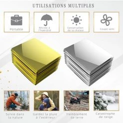 HEGUYEY Couverture De Survie 4 Pack Couverture D'urgence 210 X 160 Cm Réutilisable Couverture Thermique Contre Le Froid Et La Chaleur Pour Les Marathons De Survie En Plein Air Ou Les Premiers Soins 11 HEGUYEY Couverture De Survie 4 Pack Couverture D'urgence 210 X 160 Cm Réutilisable Couverture Thermique Contre Le Froid Et La Chaleur Pour Les Marathons De Survie En Plein Air Ou Les Premiers Soins -Plaid et couverture Soldes 59762024 5