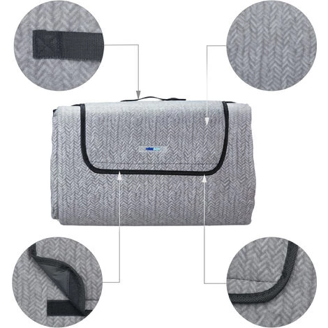 Relaxdays Couverture Pique-nique XXL, 200x300 Cm, Tapis De Plage Polaire, Isolation Thermique, Imperméable, Gris Uni 7 Relaxdays Couverture Pique-nique XXL, 200x300 Cm, Tapis De Plage Polaire, Isolation Thermique, Imperméable, Gris Uni – Image 5