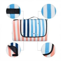 Relaxdays Couverture Pique-nique XXL, 200x300 Cm, Tapis De Plage, Isolation Thermique, Imperméable, Rayure Bleu/saumon 11 Relaxdays Couverture Pique-nique XXL, 200x300 Cm, Tapis De Plage, Isolation Thermique, Imperméable, Rayure Bleu/saumon -Plaid et couverture Soldes 59806880 5