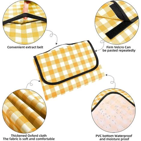 PERLE RARE Couverture De Pique-Nique Tapis De Plage Imperméable 180×200cm, Tapis De Pique-Nique à Carreaux Léger Et Lavable Avec Poignée, Convient Pour La Randonnée Voyage Camping En Plein Air, Parc 6 PERLE RARE Couverture De Pique-Nique Tapis De Plage Imperméable 180×200cm, Tapis De Pique-Nique à Carreaux Léger Et Lavable Avec Poignée, Convient Pour La Randonnée Voyage Camping En Plein Air, Parc – Image 4