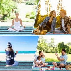 BENOBBY KIDS Couverture Pour Pique-Nique Avec Envers Imperméable 200 X 200cm, Imperméable Pliable Couverture Composée De Trois Couches,Grand Tapis De Plage, Pour Camping, Voyage, Plage, Jardin Nappe, Bleu -Plaid et couverture Soldes 59994085 4