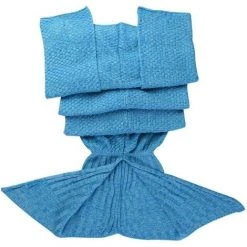 GALOZZOIT Tricot Queue De Sirène, Couverture, Doux Et Chaud. Sac De Couchage, Couverture Queues De Sirènes, Cadeau - Light Blue -Plaid et couverture Soldes 60000111 3