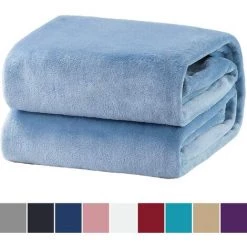 GALOZZOIT Couverture Confortable Couverture Moelleuse, Couverture Extra Douce Et Chaude Dans Le Salon, Couverture En Molleton De Flanelle 150x200 Cm, Infroissable / Anti-décoloration Comme Couverture De Canapé Ou Couvre-lit - Bleu Ciel