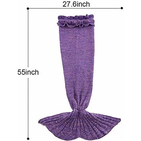 DENUOTOP Couvertures Et Plaids Couverture De Sirène Personnalisée Tricotée à La Main Chaud Salon Canapé Couverture Enfants Cadeau D'anniversaire De Noël Sirène Tricoté Motif Sac De Couchage (violet) 5 DENUOTOP Couvertures Et Plaids Couverture De Sirène Personnalisée Tricotée à La Main Chaud Salon Canapé Couverture Enfants Cadeau D'anniversaire De Noël Sirène Tricoté Motif Sac De Couchage (violet) – Image 3
