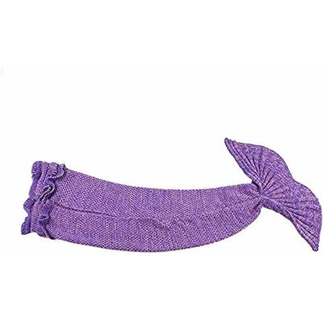 DENUOTOP Couvertures Et Plaids Couverture De Sirène Personnalisée Tricotée à La Main Chaud Salon Canapé Couverture Enfants Cadeau D'anniversaire De Noël Sirène Tricoté Motif Sac De Couchage (violet) 6 DENUOTOP Couvertures Et Plaids Couverture De Sirène Personnalisée Tricotée à La Main Chaud Salon Canapé Couverture Enfants Cadeau D'anniversaire De Noël Sirène Tricoté Motif Sac De Couchage (violet) – Image 4
