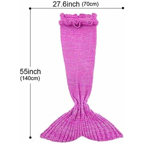 DENUOTOP Couvertures Et Plaids Couverture De Sirène Personnalisée Tricotée à La Main Chaud Salon Canapé Couverture Enfants Cadeau D'anniversaire De Noël Sirène Tricoté Motif Sac De Couchage (rose) 4 DENUOTOP Couvertures Et Plaids Couverture De Sirène Personnalisée Tricotée à La Main Chaud Salon Canapé Couverture Enfants Cadeau D'anniversaire De Noël Sirène Tricoté Motif Sac De Couchage (rose) – Image 2