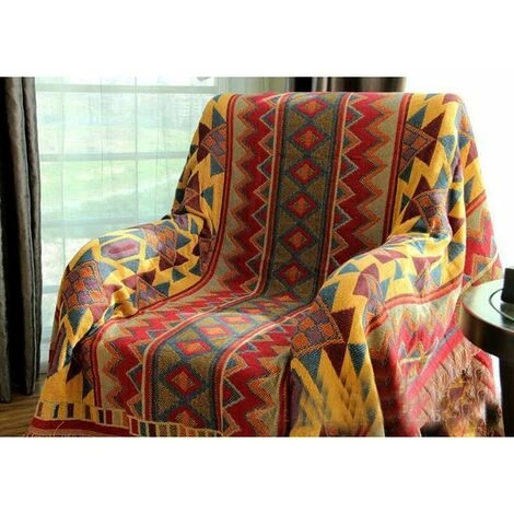 STARLIGHT Grande Plaid Couverture Coton Tricoté Jacquard Bohême Douce Lavable Pour Canapé Fauteuil Chambre (90*90CM, Géométrique),STAR.L 4 STARLIGHT Grande Plaid Couverture Coton Tricoté Jacquard Bohême Douce Lavable Pour Canapé Fauteuil Chambre (90*90CM, Géométrique),STAR.L – Image 2