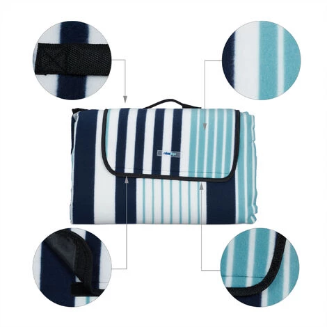 Relaxdays Couverture Pique-nique XXL, 200x300 Cm, Tapis De Plage, Isolation Thermique, Imperméable, Cyan, Noir, Blanc 7 Relaxdays Couverture Pique-nique XXL, 200x300 Cm, Tapis De Plage, Isolation Thermique, Imperméable, Cyan, Noir, Blanc – Image 5