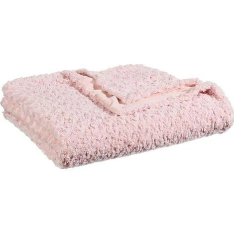 ATMOSPHERA Plaid Fourrure Bouclée - 180 X 230 Cm - Rose 3 ATMOSPHERA Plaid Fourrure Bouclée - 180 X 230 Cm - Rose