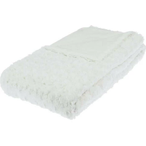 ATMOSPHERA Plaid Fourrure Bouclée - 120 X 160 Cm - Ecru 3 ATMOSPHERA Plaid Fourrure Bouclée - 120 X 160 Cm - Ecru