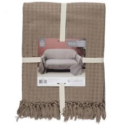 THE HOME DECO FACTORY Jeté De Canapé Gaufré 170x250 Cm Taupe - Taupe -Plaid et couverture Soldes 60157901 4