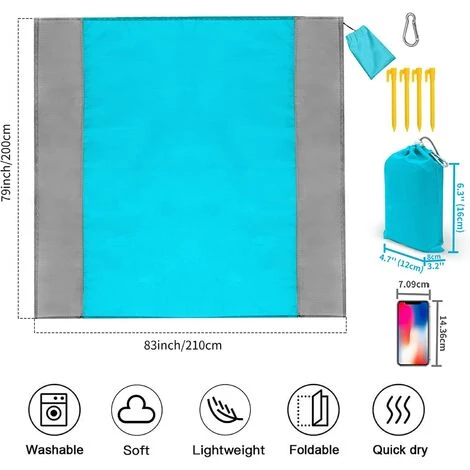 JOORRT Couverture De Plage Anti-Sable,200*210 Cm Tapis Pique Niques Imperméable 7 JOORRT Couverture De Plage Anti-Sable,200*210 Cm Tapis Pique Niques Imperméable – Image 5