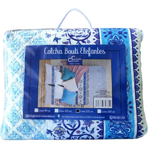 COMERCIAL CANDELA FELPUDOS Y ALFOMBRAS Couvre-lit Bouti Printemps & Été Mosaïques Bleues Pour Lit (lit De 90 Cm) 6 COMERCIAL CANDELA FELPUDOS Y ALFOMBRAS Couvre-lit Bouti Printemps & Été Mosaïques Bleues Pour Lit (lit De 90 Cm) – Image 4