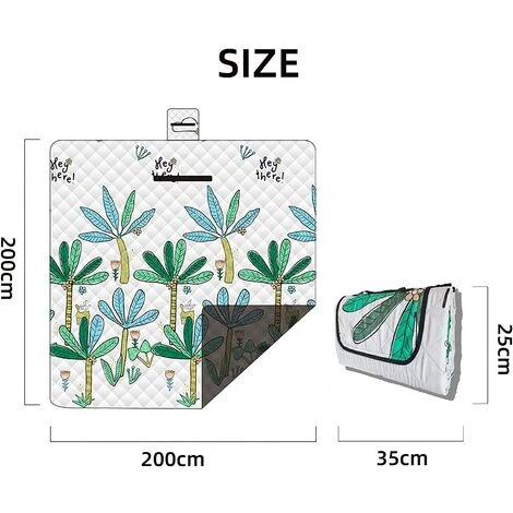 AOUGO Couverture Tapis De Pique-Nique Imperméable 200x200 Lavable En Machine,natte De Plage Extérieur Pour 4-6 Personnes,Picnic Blanket Avec Poignée,Grande Taille,Matériaux à 3 Couches(Type 1) 4 AOUGO Couverture Tapis De Pique-Nique Imperméable 200x200 Lavable En Machine,natte De Plage Extérieur Pour 4-6 Personnes,Picnic Blanket Avec Poignée,Grande Taille,Matériaux à 3 Couches(Type 1) – Image 2
