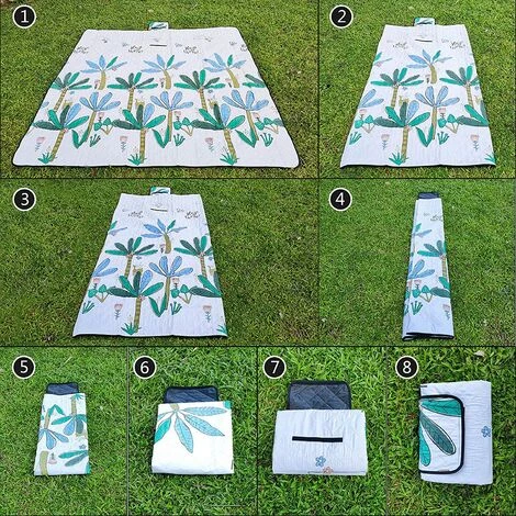 AOUGO Couverture Tapis De Pique-Nique Imperméable 200x200 Lavable En Machine,natte De Plage Extérieur Pour 4-6 Personnes,Picnic Blanket Avec Poignée,Grande Taille,Matériaux à 3 Couches(Type 1) 7 AOUGO Couverture Tapis De Pique-Nique Imperméable 200x200 Lavable En Machine,natte De Plage Extérieur Pour 4-6 Personnes,Picnic Blanket Avec Poignée,Grande Taille,Matériaux à 3 Couches(Type 1) – Image 5