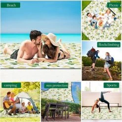 AOUGO Couverture De Pique-Nique, 200 X 200 Cm Tapis De Plage Imperméable, Portable Couverture De Pique-Nique Anti-Sable , Pour Plage, Camping, Picnic, Parc(Motif De Citron) -Plaid et couverture Soldes 60281887 5