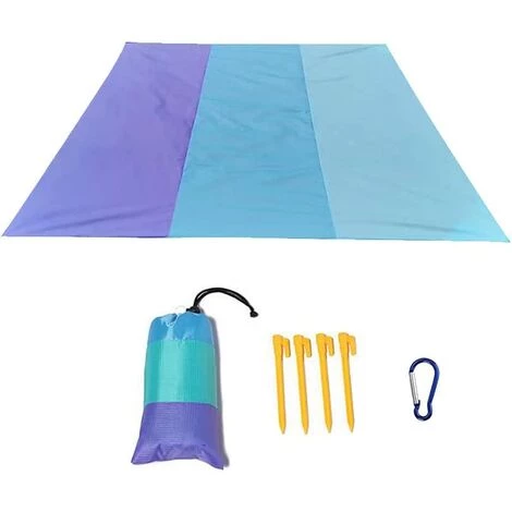 AOUGO Cozy Basic Couverture De Plage Imperméable, Tapis De Plage Compact Portable, Sans Sable Tapis De Pique-Nique Avec 4 Piquets Pour Plage, Camping, Voyage, Èvénements En Extérieur 200 X 210 Cm Violet 3 AOUGO Cozy Basic Couverture De Plage Imperméable, Tapis De Plage Compact Portable, Sans Sable Tapis De Pique-Nique Avec 4 Piquets Pour Plage, Camping, Voyage, Èvénements En Extérieur 200 X 210 Cm Violet