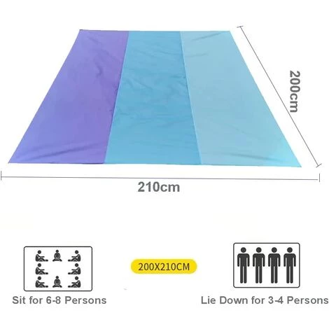 AOUGO Cozy Basic Couverture De Plage Imperméable, Tapis De Plage Compact Portable, Sans Sable Tapis De Pique-Nique Avec 4 Piquets Pour Plage, Camping, Voyage, Èvénements En Extérieur 200 X 210 Cm Violet 4 AOUGO Cozy Basic Couverture De Plage Imperméable, Tapis De Plage Compact Portable, Sans Sable Tapis De Pique-Nique Avec 4 Piquets Pour Plage, Camping, Voyage, Èvénements En Extérieur 200 X 210 Cm Violet – Image 2